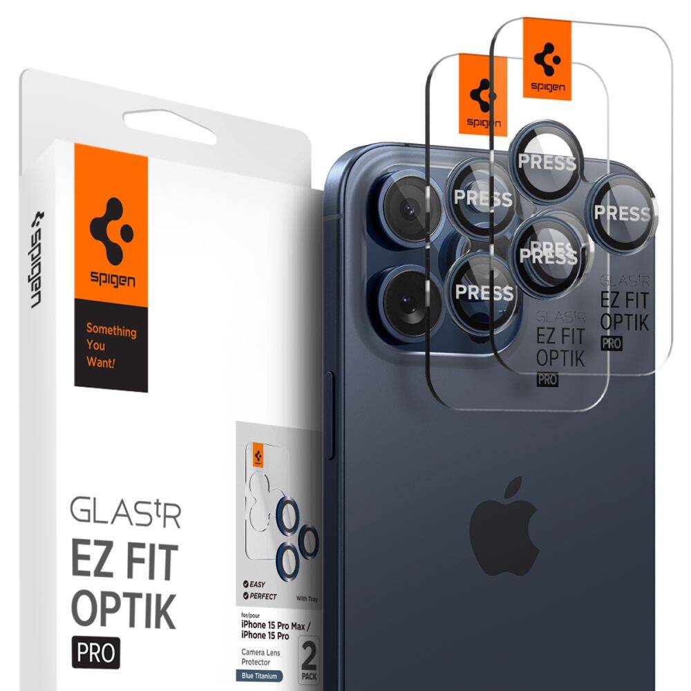 Protecteur de caméra Spigen Optik.tr ez Fit Camera Protector 2-pack iPhone  14 Pro / Pro Max / 15 Pro / Pro Max Blue Titanium - Shop