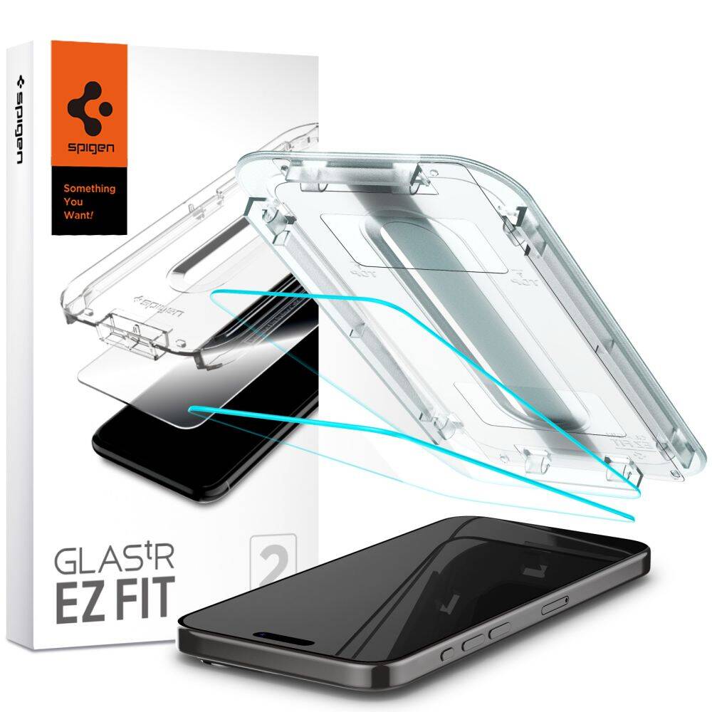 Tempered Glass Spigen Glas.tr ez Fit 2er-Pack iPhone 15 Pro Klar